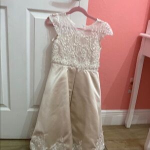 Elegant Lace Kids Dress in Cream